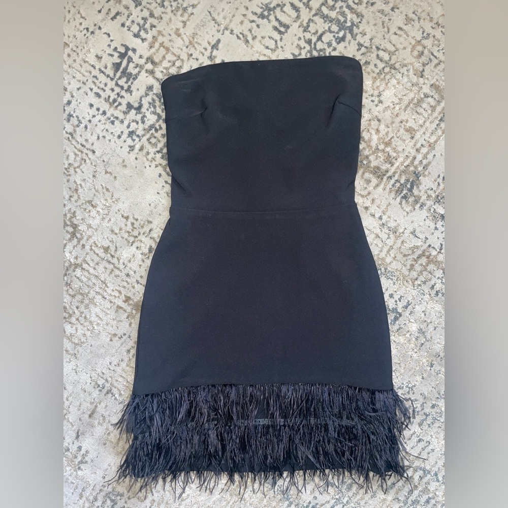 Black Strapless Dress Lucy Paris Feathers